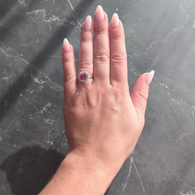 Contemporary 2.85 CTW Spinel Diamond Platinum Cushion Halo Ring