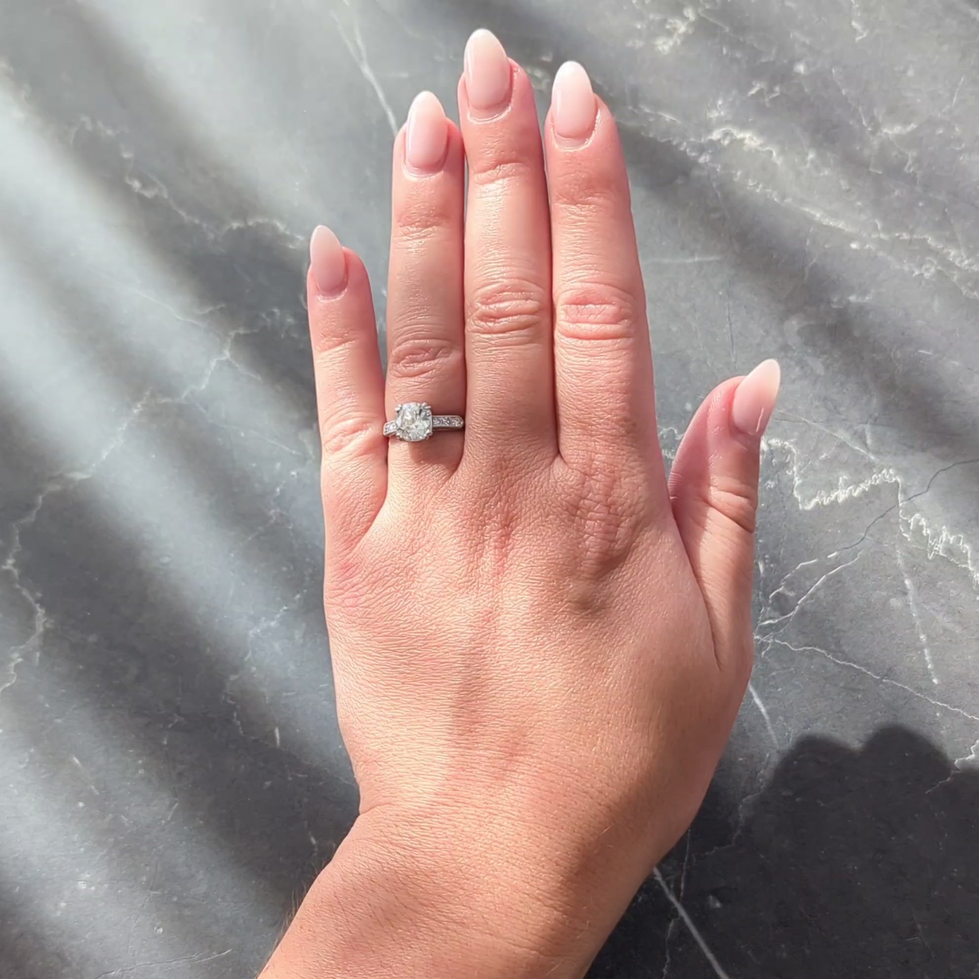 Mid-Century 1.71 CTW Old Mine Cut Diamond Platinum Vintage Engagement Ring GIA