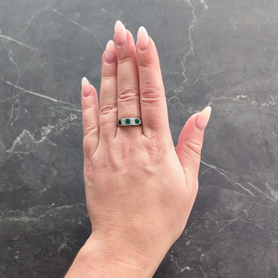 Art Deco 1.05 CTW Emerald Diamond Platinum Vintage Band Ring