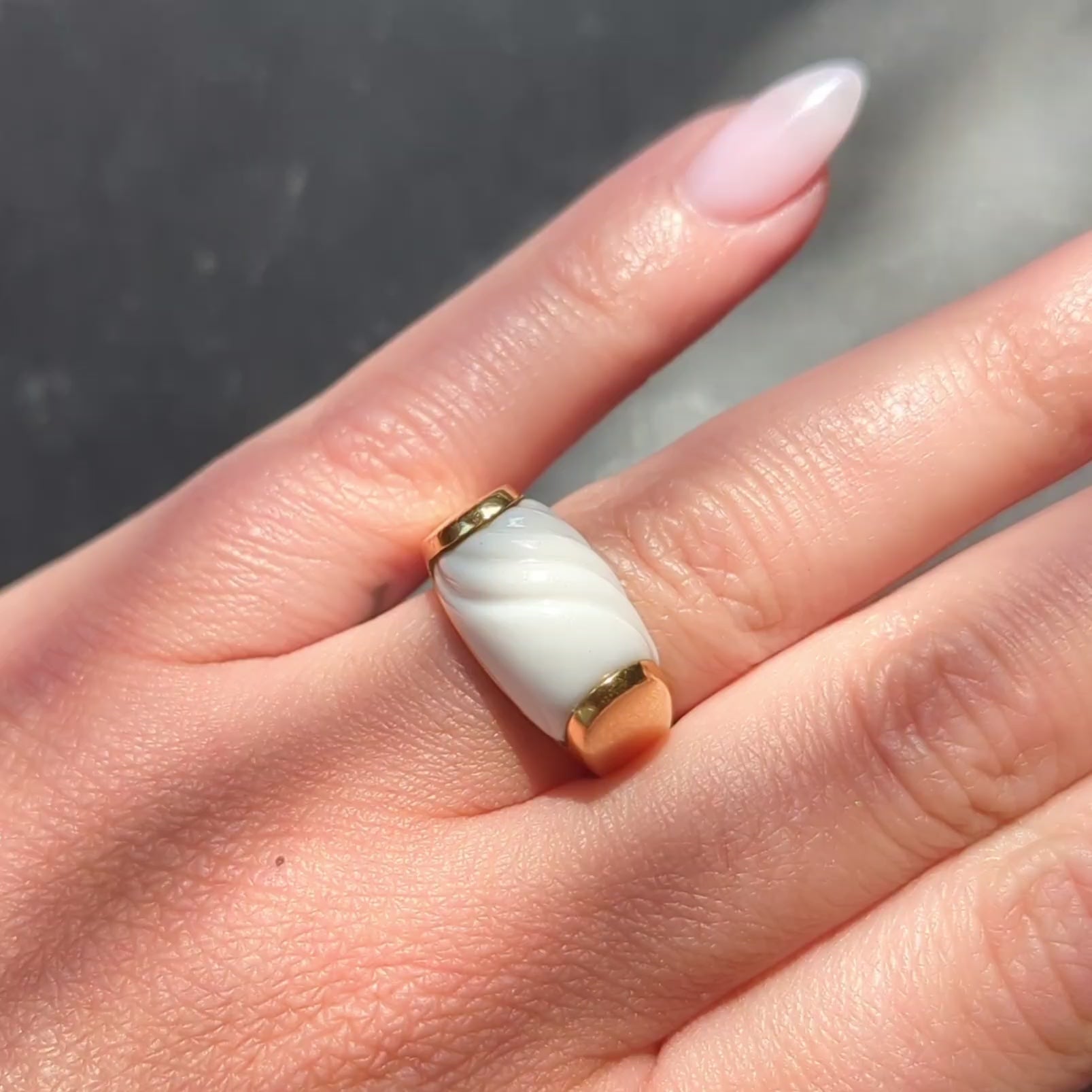 Bvlgari Ceramic 18 Karat Yellow Gold Vintage Chandra Ring