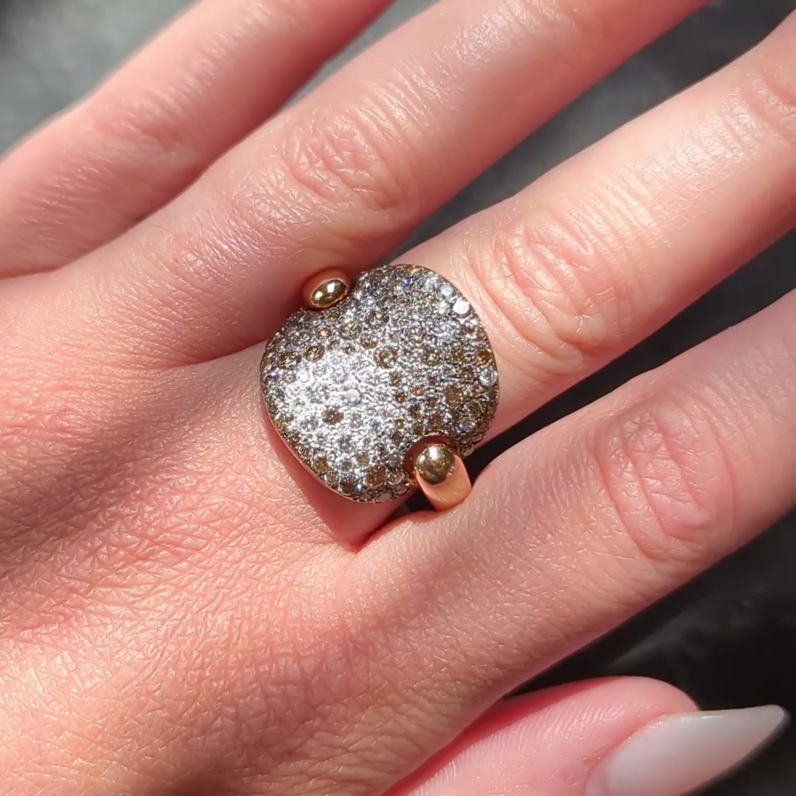 Pomellato 2000's Diamond 18 Karat Two-Tone Gold Contemporary Sabbia Ring