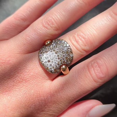 Pomellato 2000's Diamond 18 Karat Two-Tone Gold Contemporary Sabbia Ring