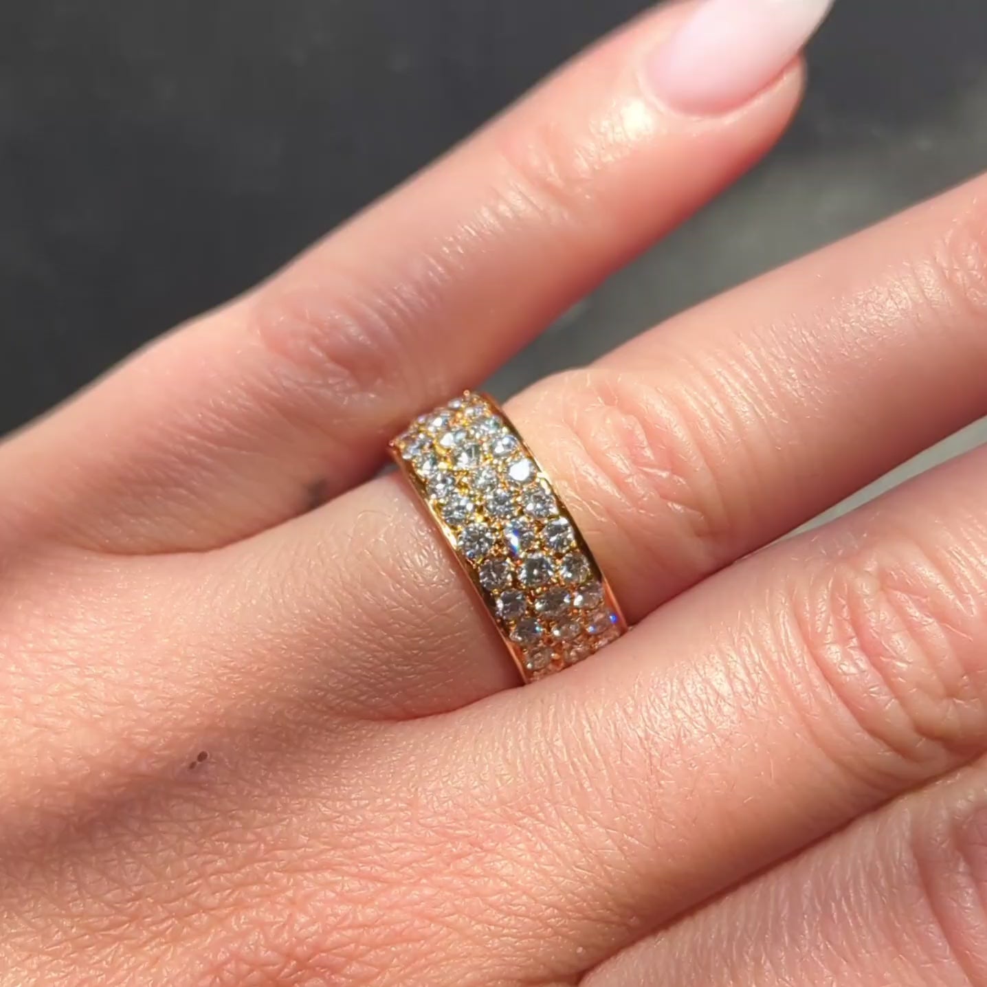 Van Cleef & Arpels 1980's Diamond 18K Yellow Gold Vintage Pavé Band Ring