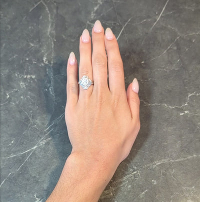 Mid-Century 3.95 CTW Diamond Platinum Vintage Ballerina Halo Cocktail Ring
