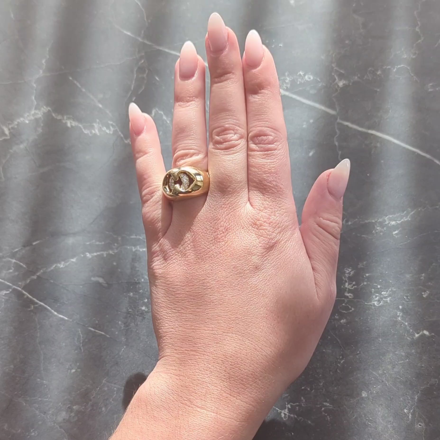 Bulgari Contemporary Diamond 18 Karat Yellow Gold Domed Abbraccio Ring