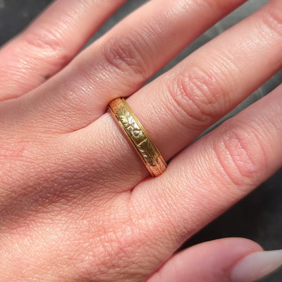 Victorian 1898 18 Karat Yellow Gold Antique Orange Blossom Wedding Band Ring
