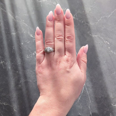 Art Deco Old European Diamond 18K White Gold Antique Heart Engagement Ring