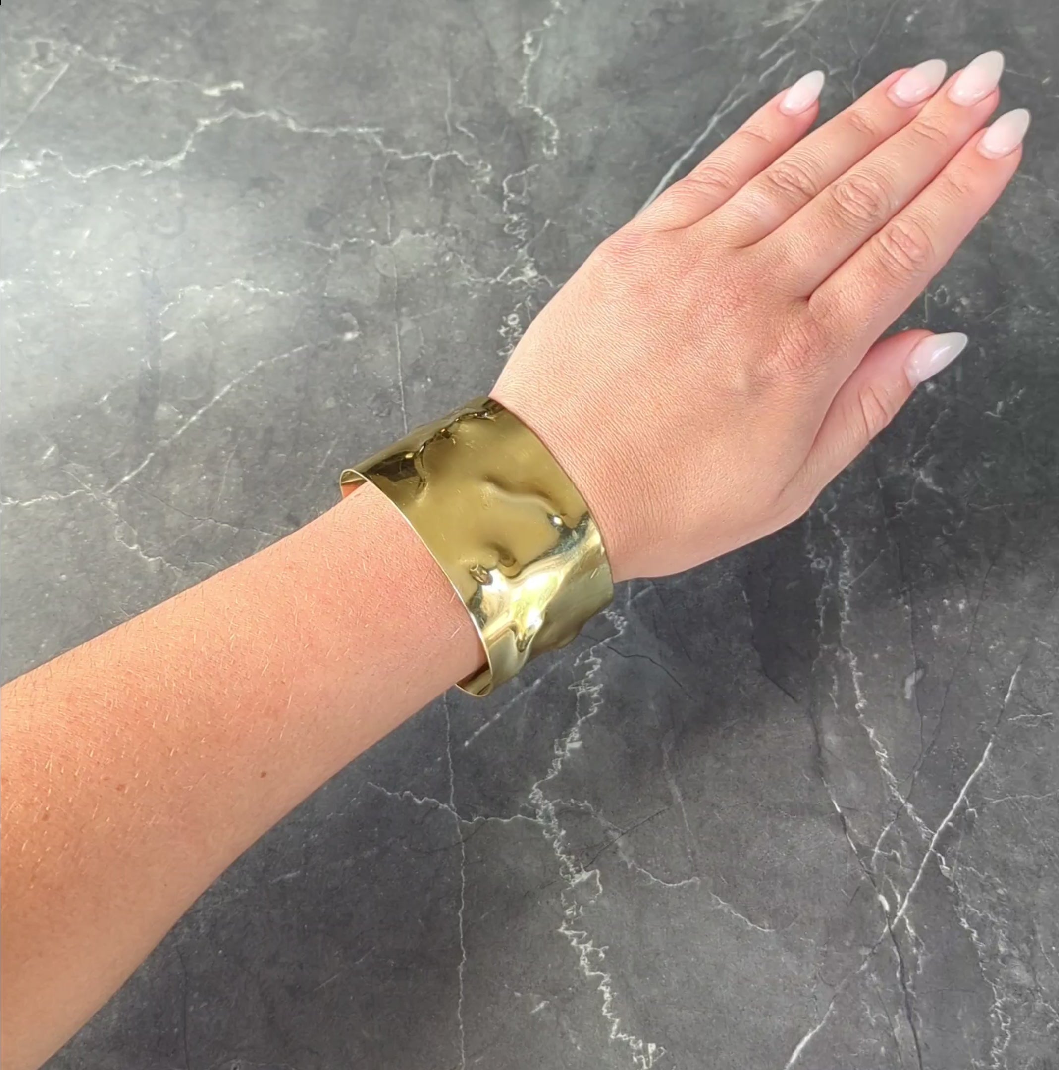 Cartier 1970's 18 Karat Yellow Gold Vintage Organic Textured Cuff Bracelet