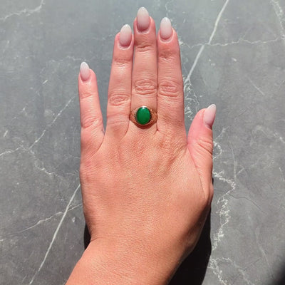 Radke & Co. Art Nouveau Jade 14 Karat Yellow Gold Antique Unisex Signet Ring