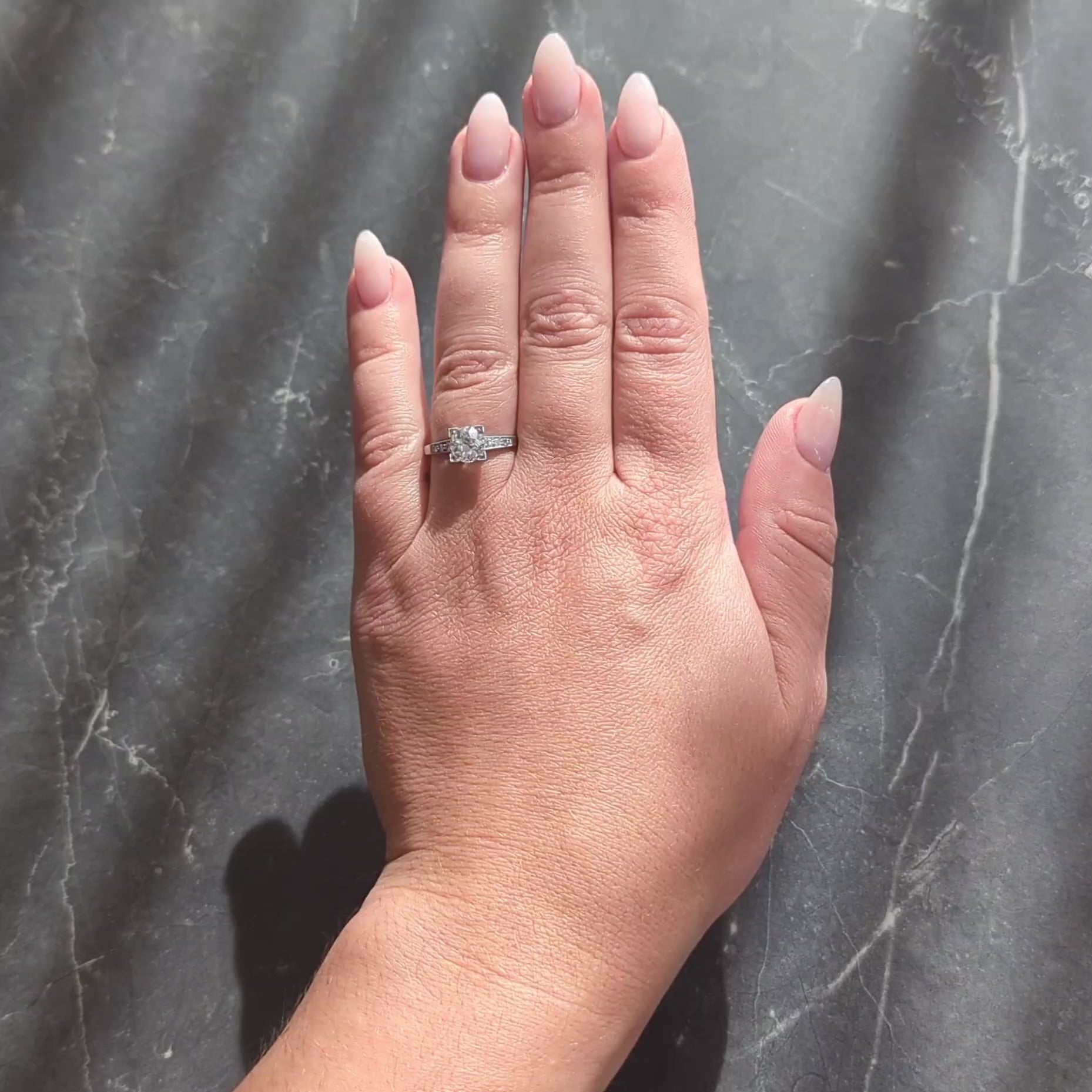 Mid-Century 1.12 CTW Old European Cut Diamond Platinum Vintage Engagement Ring