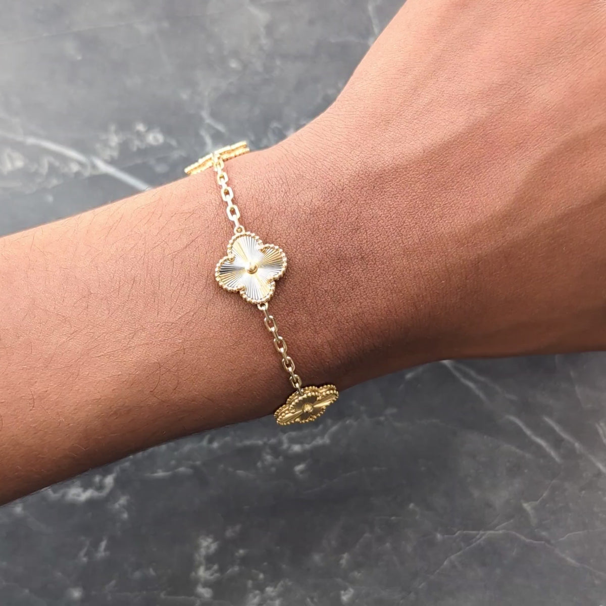 Van Cleef & Arpels 2020's 18K Gold Contemporary Alhambra Station Link Bracelet