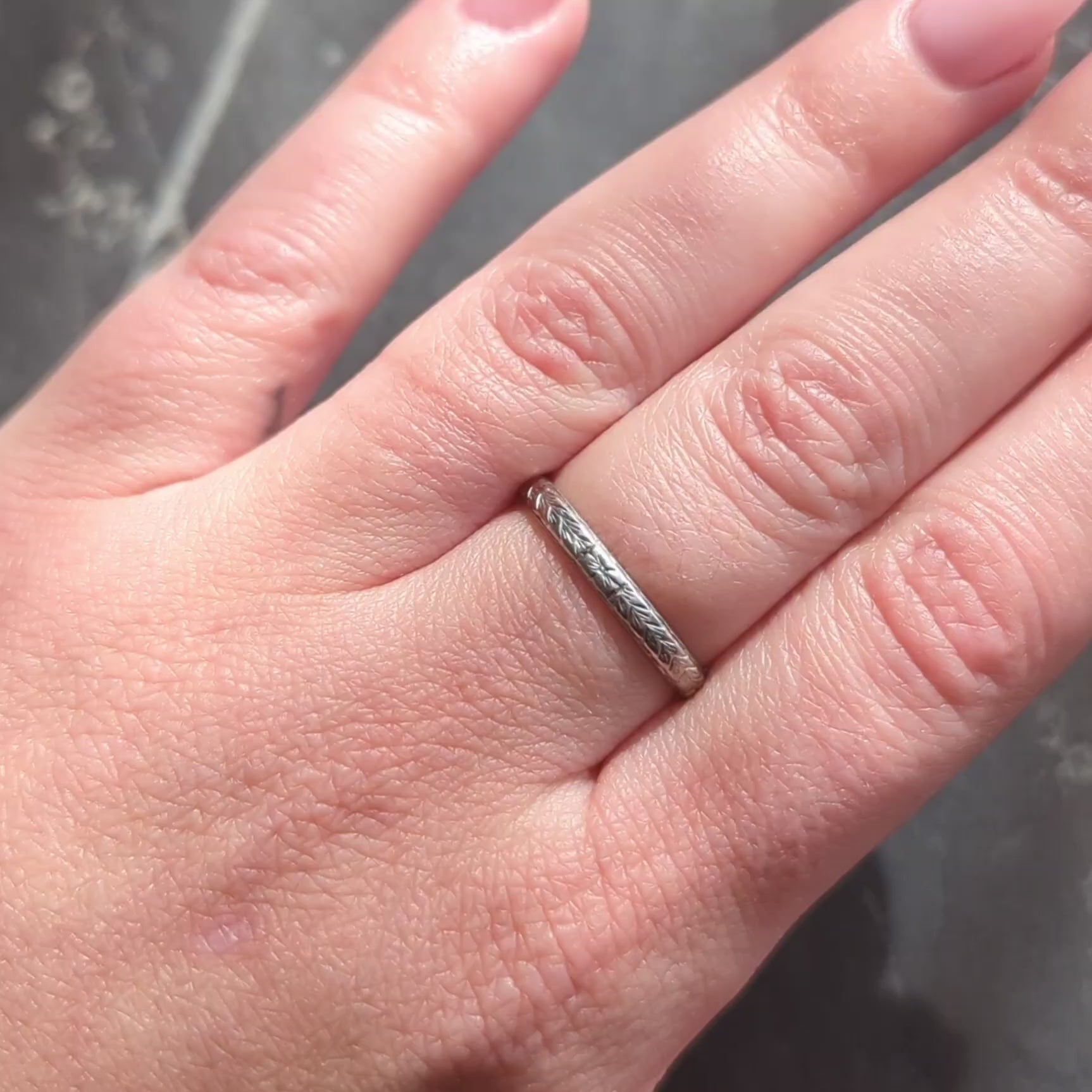 Art Deco Platinum Vintage Orange Blossom Wheat Wedding Band Ring