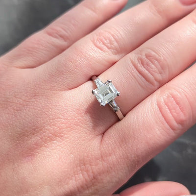 Mid-Century 2.02 CTW Emerald Cut Diamond Platinum Vintage Engagement Ring GIA