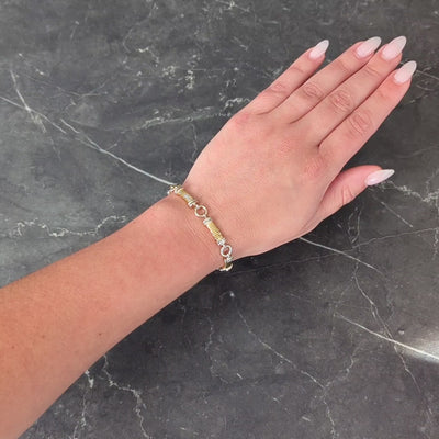 Gucci 1990's 18 Karat Two-Tone Gold Vintage Twisted Column Link Bracelet