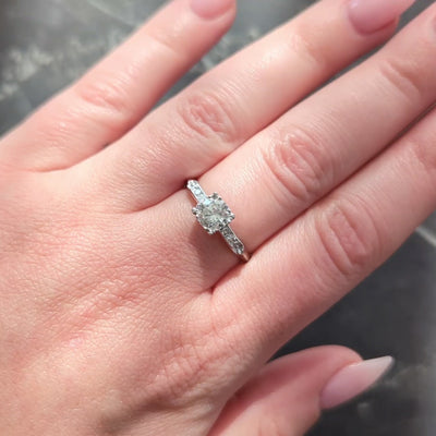 Mid-Century 0.94 CTW Transitional Cut Diamond Platinum Vintage Engagement Ring