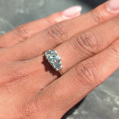 Art Deco Old European Cut Diamond Platinum Vintage Stepped Engagement Ring