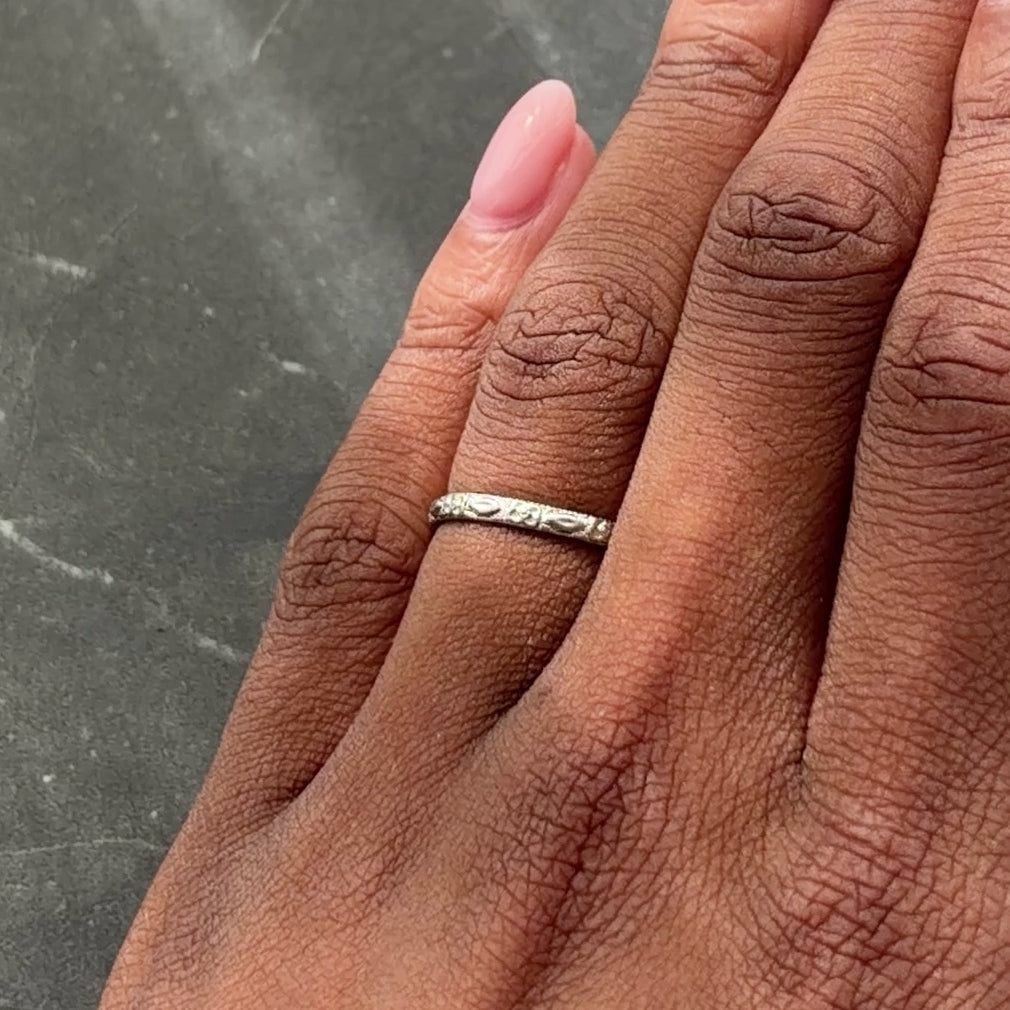 Art Deco Platinum Orange Blossom Wedding Band Ring