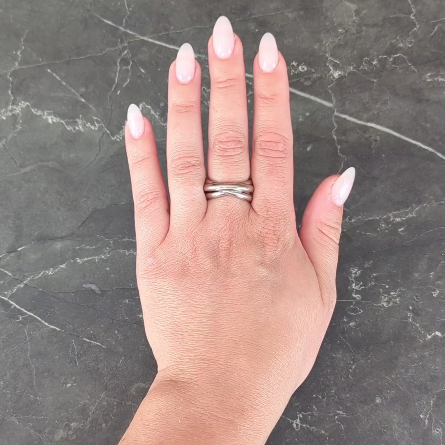 Cartier 1999 French 18 Karat White Gold Vintage Trinity Rolling Band Ring