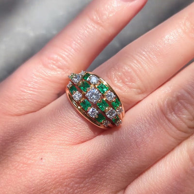 Oscar Heyman 1980 1.80 CTW Emerald Diamond 18K Gold Platinum Vintage Ring