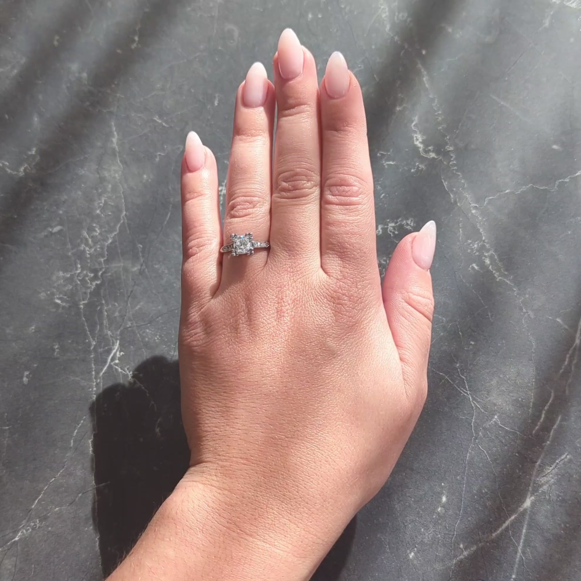 Retro 0.82 CTW Round Diamond 14 Karat White Gold Vintage Engagement Ring