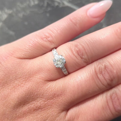 Mid-Century 1.40 CTW Old European Cut Diamond Platinum Vintage Engagement Ring
