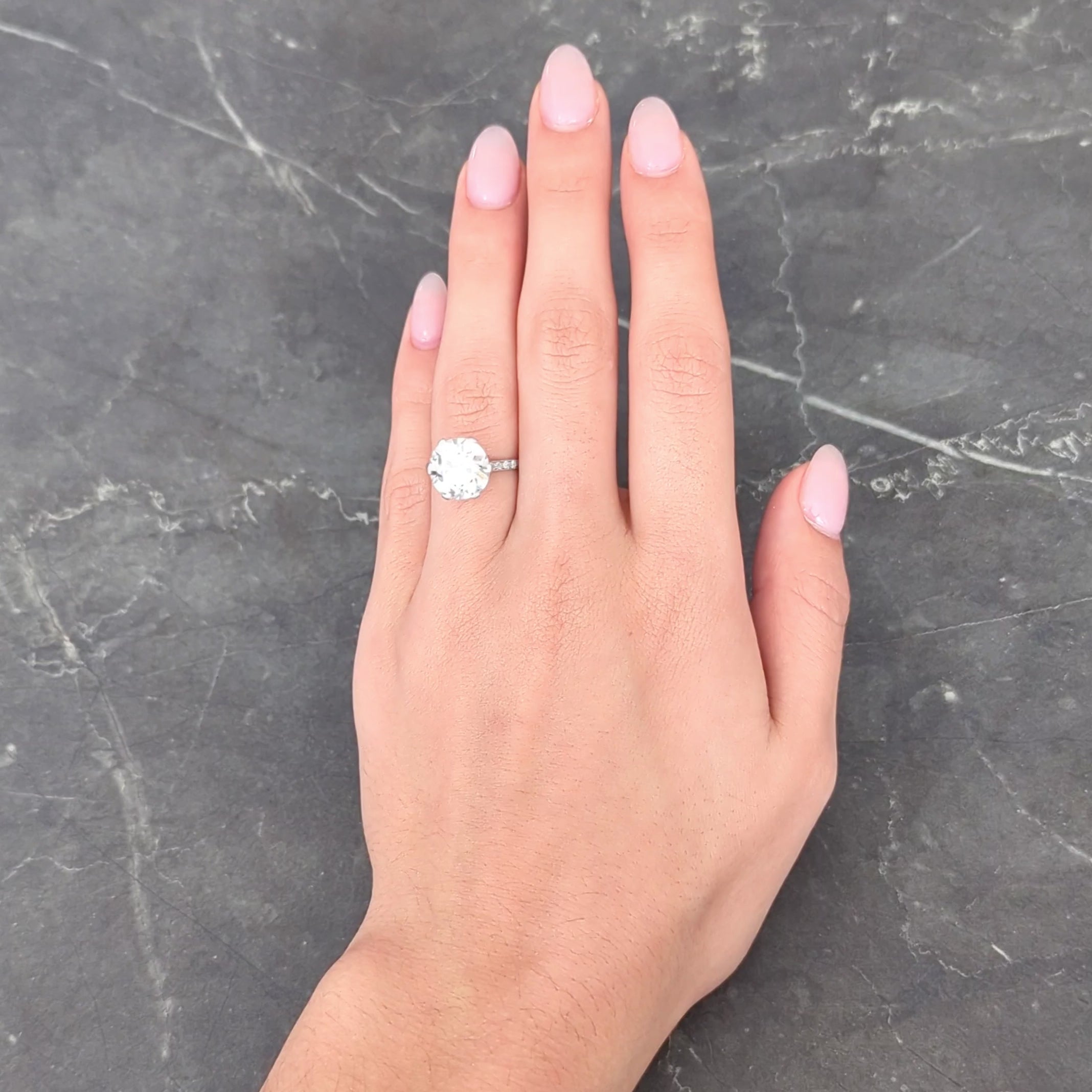 French Art Deco 5.12 CTW Diamond Platinum Foliate Vintage Engagement Ring GIA