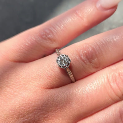 Edwardian Old European Diamond Platinum Antique Basket Filigree Engagement Ring
