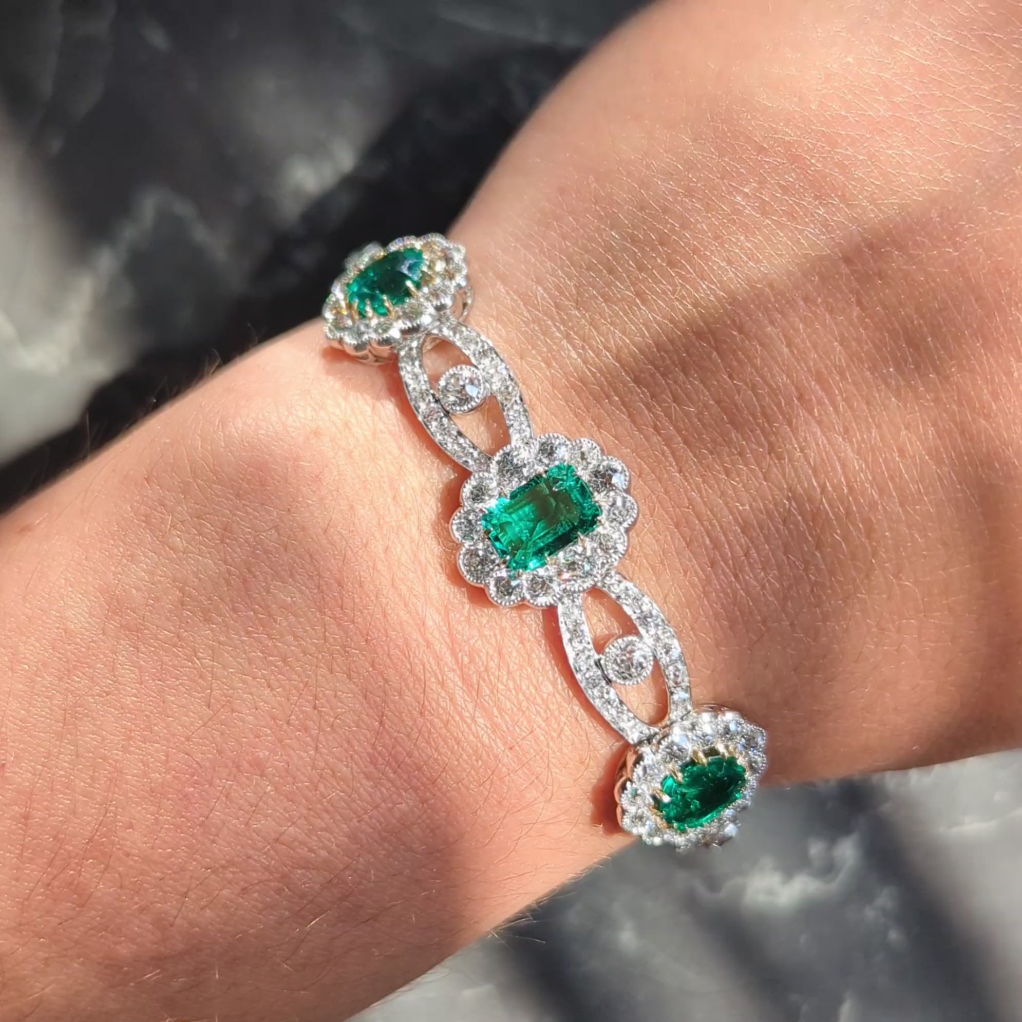 Carrington & Co. 1910 Emerald Diamond 18K Gold Platinum Antique Bow Parure Set