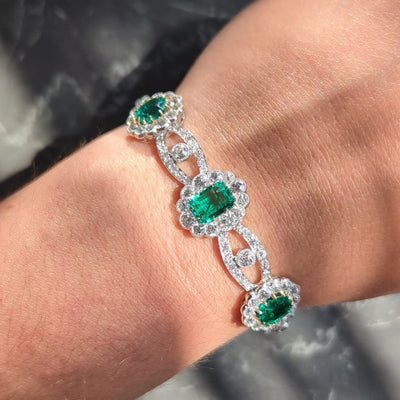 Carrington & Co. 1910 Emerald Diamond 18K Gold Platinum Antique Bow Parure Set