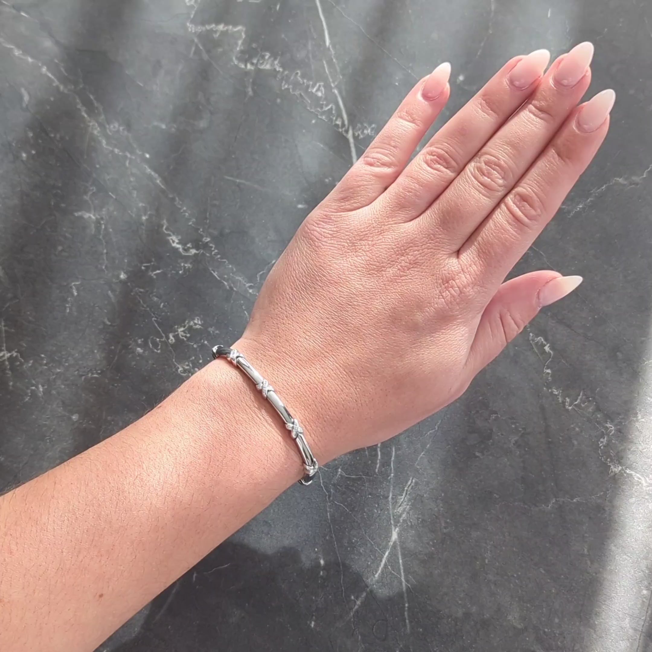 Tiffany & Co. 2000's 0.50 Diamond 18 Karat White Gold X Link Bracelet