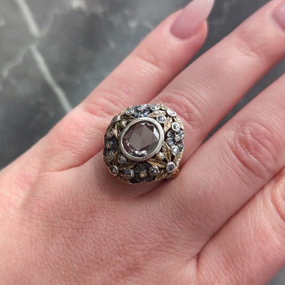 Arts & Crafts 1.26 CTW Rose Cut Diamond Silver-Topped 14K Gold Antique Ring