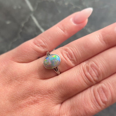 Art Deco Opal Platinum Vintage Bezel Signet Ring