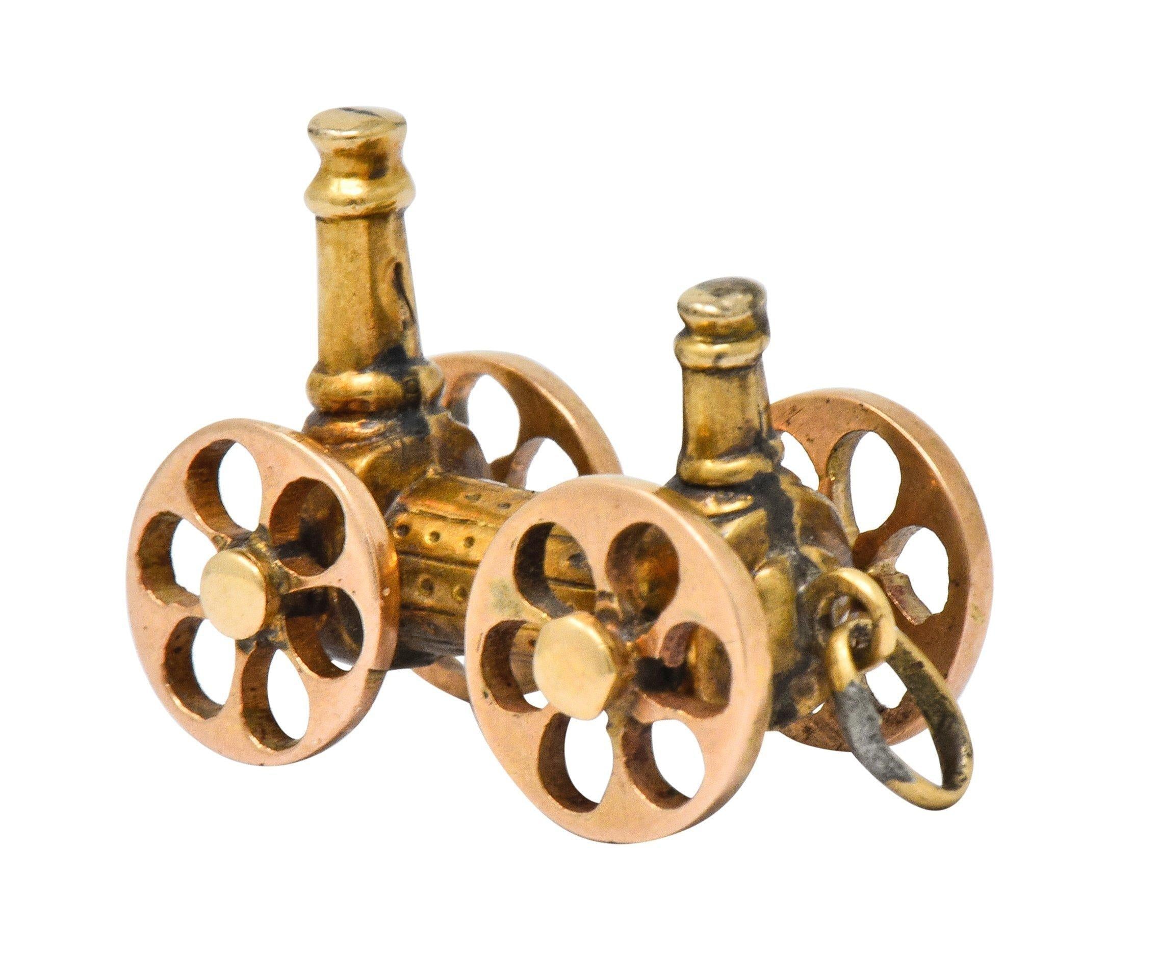 Victorian 18 Karat Two-Tone Gold Antique Steam Engine Locomotive Charm