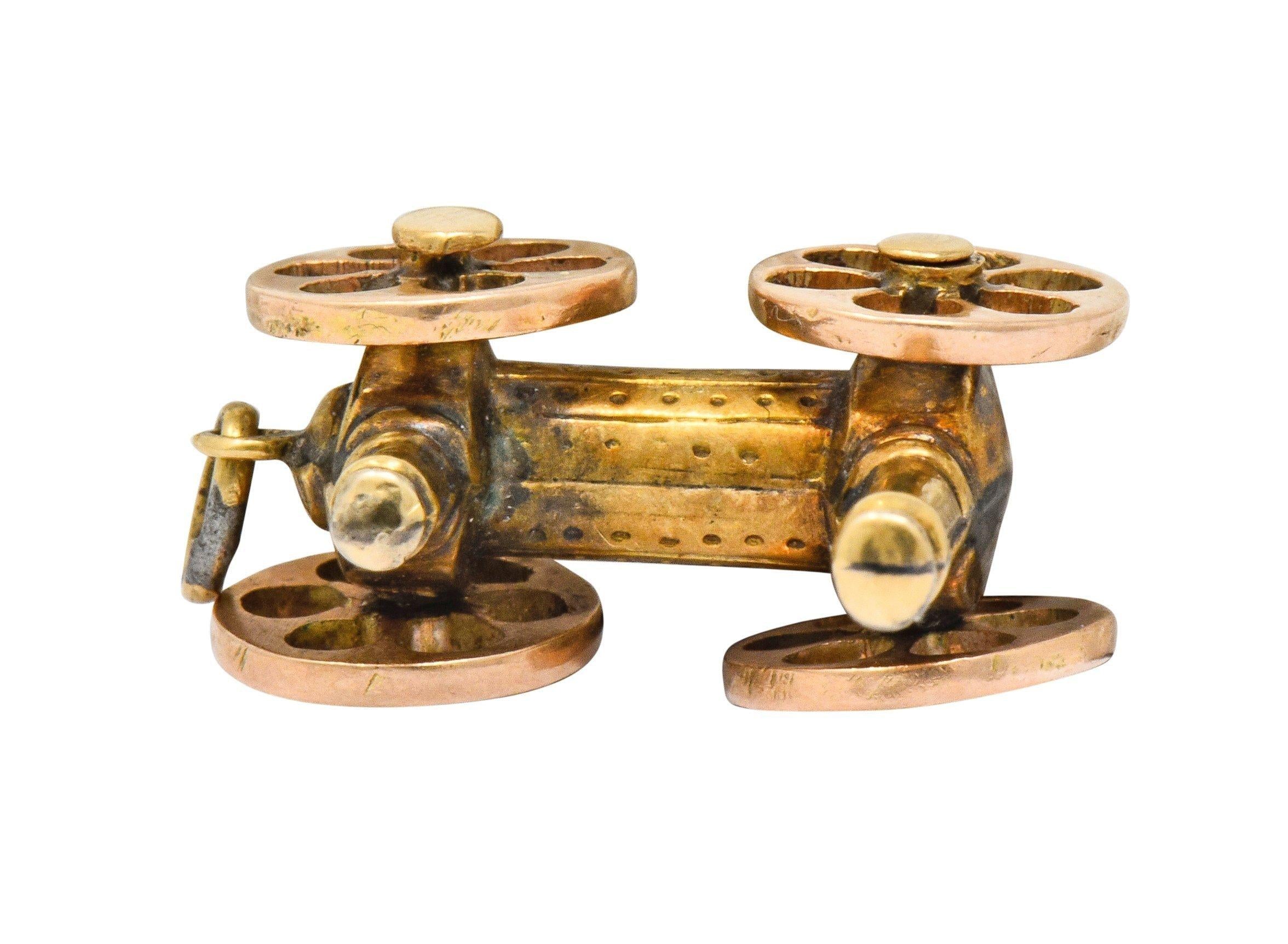 Victorian 18 Karat Two-Tone Gold Antique Steam Engine Locomotive Charm