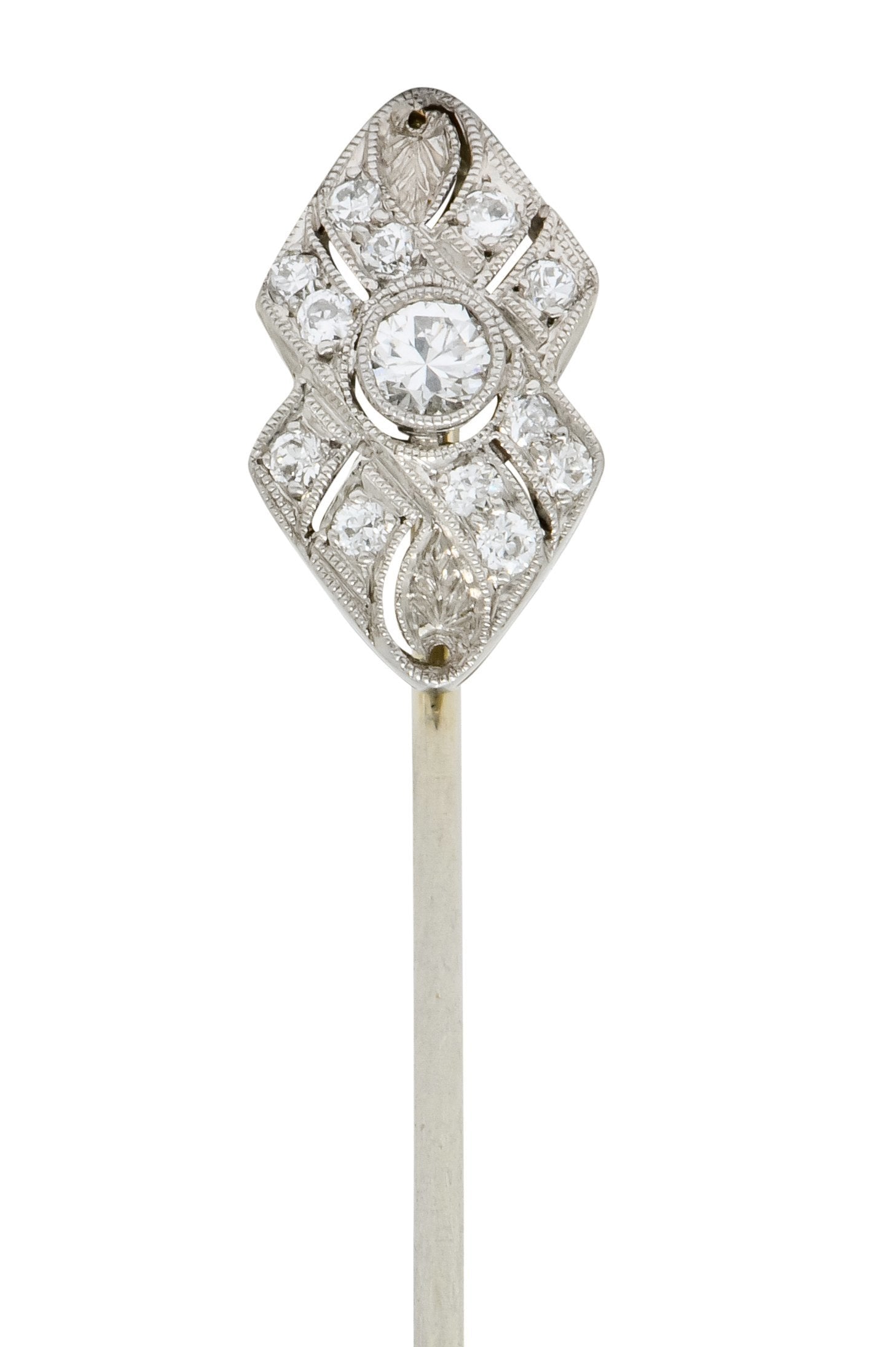 Art Deco 0.30 CTW Diamond Platinum Ribbon Stickpin Circa 1930 - Wilson's Estate Jewelry