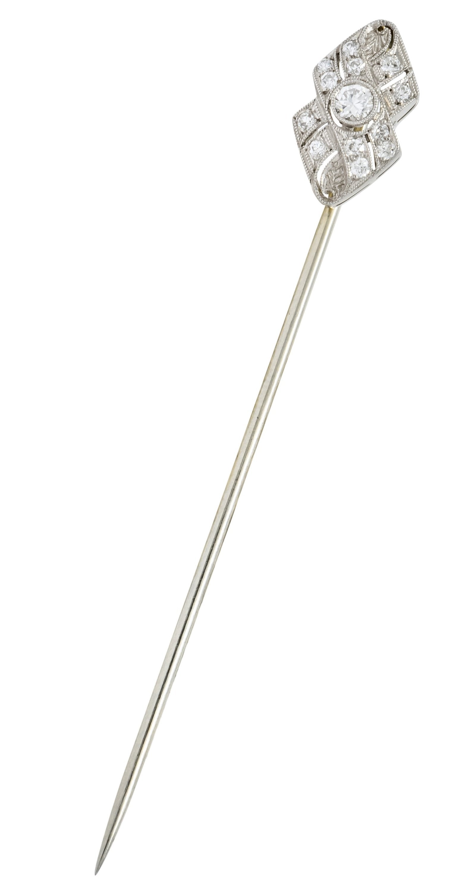 Art Deco 0.30 CTW Diamond Platinum Ribbon Stickpin Circa 1930 - Wilson's Estate Jewelry