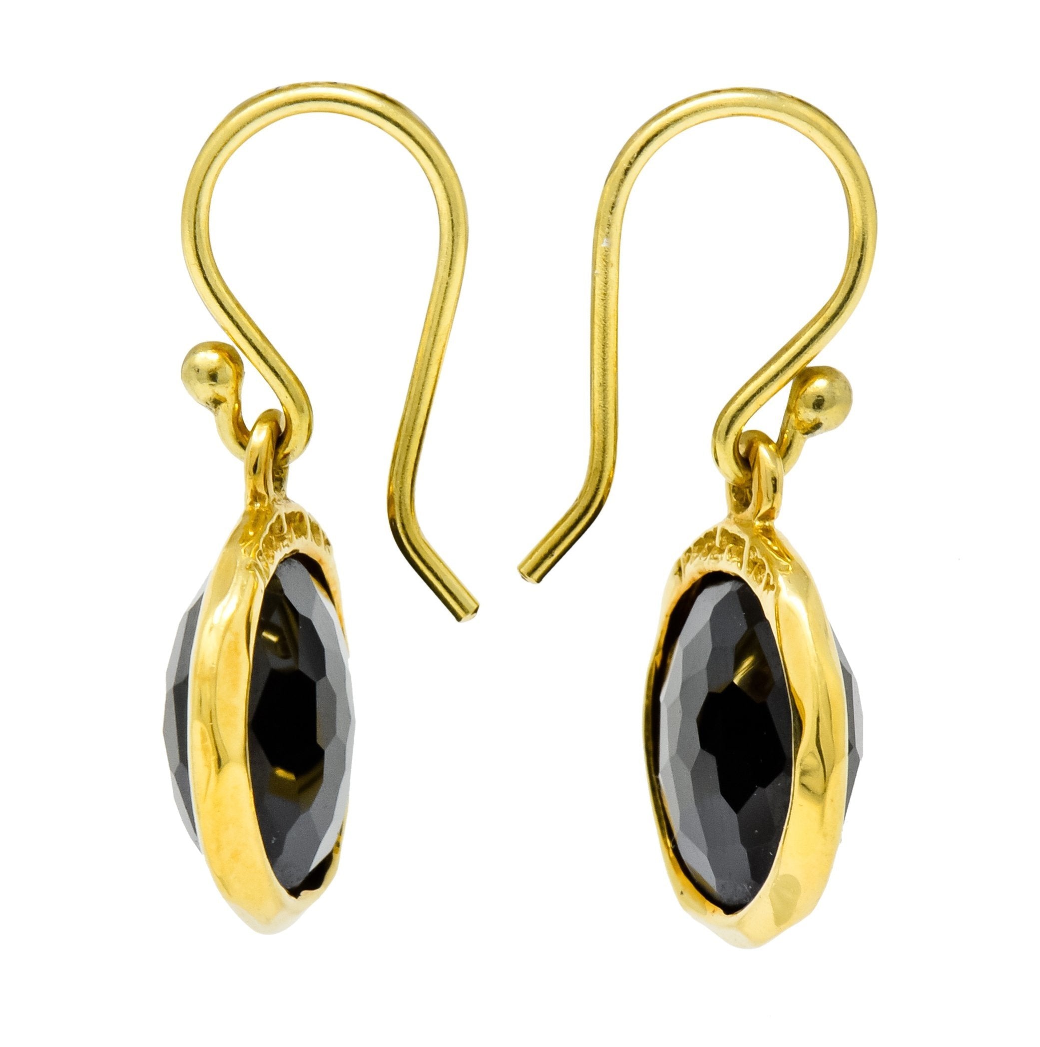 Ippolita Faceted Onyx 18 Karat Gold Lollipop Drop Earrings - Wilson's Estate Jewelry