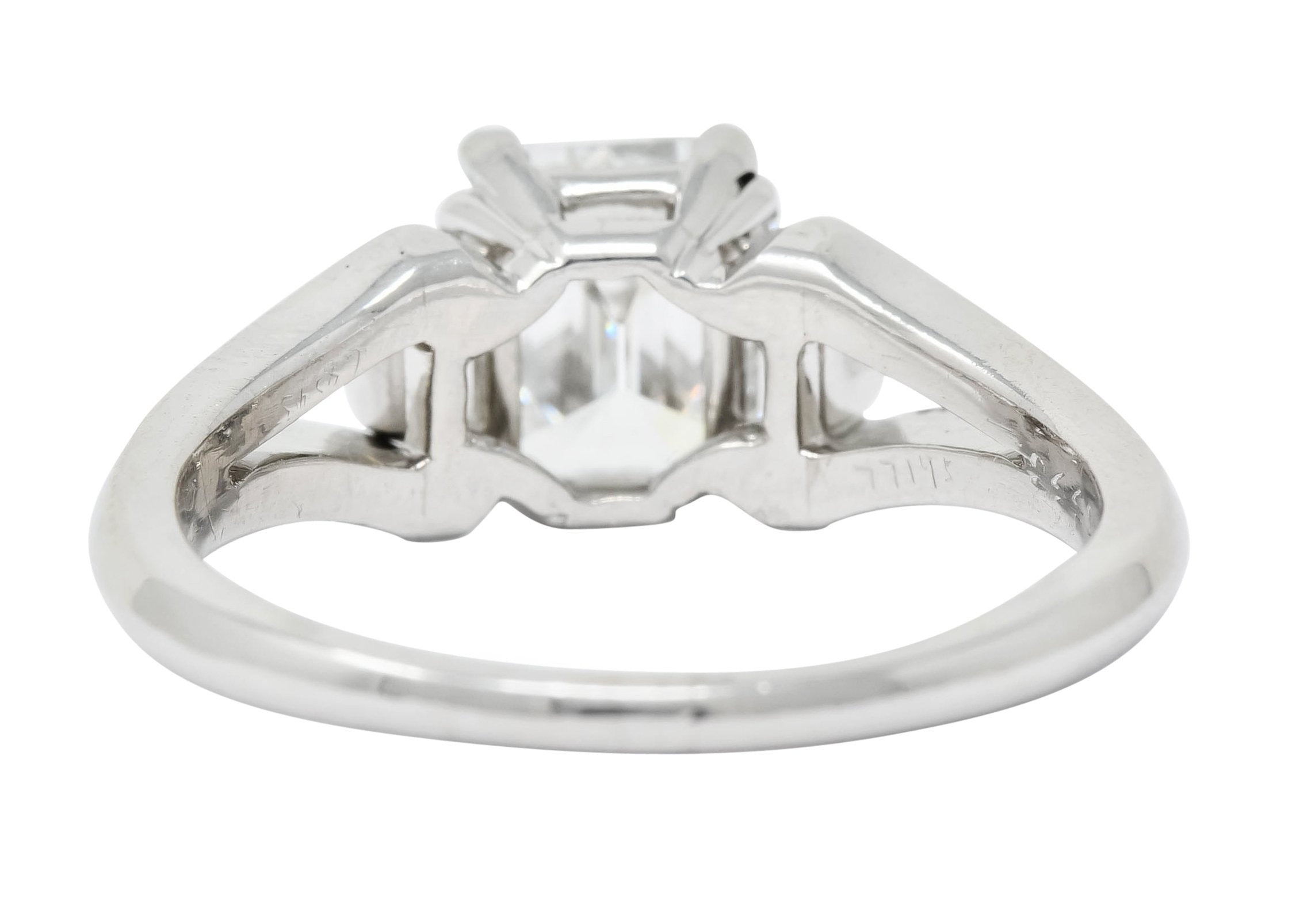 Modern 1.60 CTW Emerald Cut Diamond Platinum Engagement Ring GIA - Wilson's Estate Jewelry