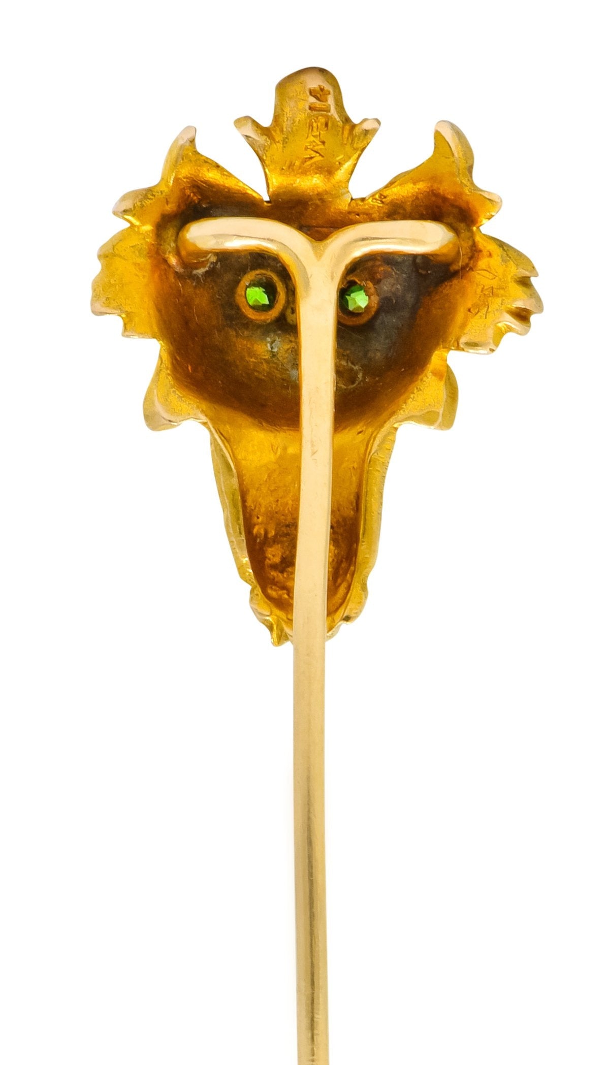 Wordley Alsopp & Bliss Diamond Demantoid Garnet 14 Karat Gold Tiger Stickpin - Wilson's Estate Jewelry