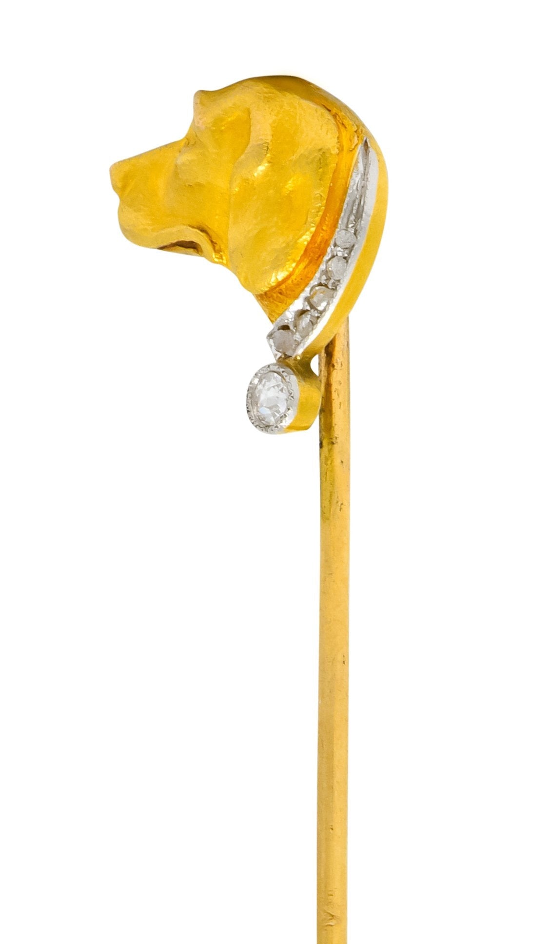 Edwardian Diamond Platinum-Topped 14 Karat Gold Labrador Dog Stickpin - Wilson's Estate Jewelry