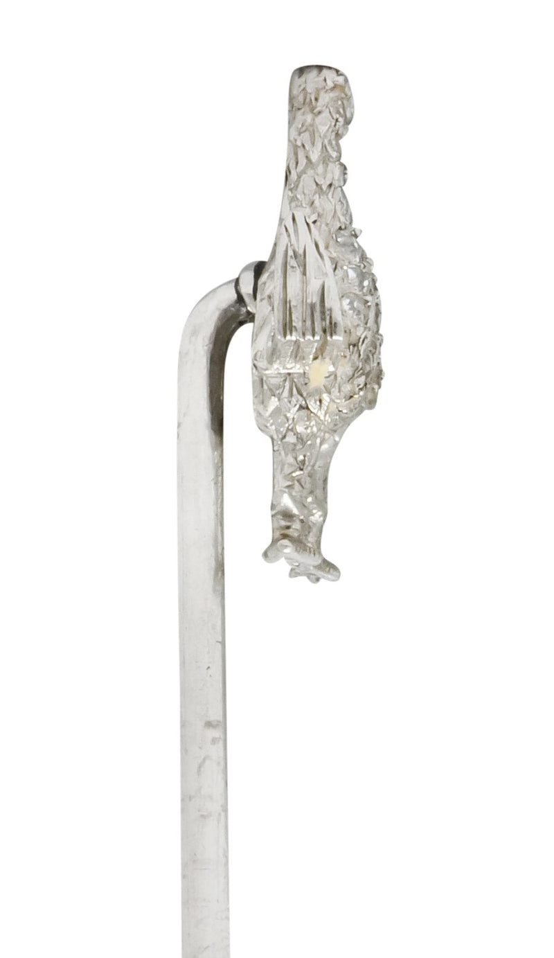 Edwardian Rose Cut Diamond Platinum Dove Stickpin - Wilson's Estate Jewelry