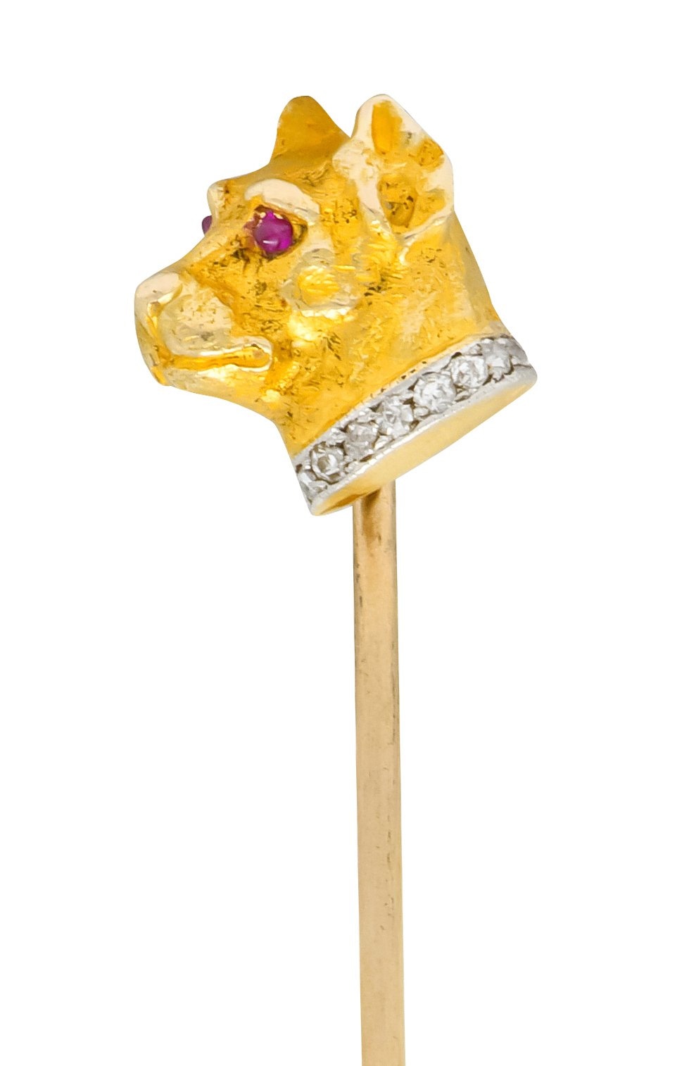 Edwardian Diamond Platinum-Topped 14 Karat Gold Dog Stickpin - Wilson's Estate Jewelry