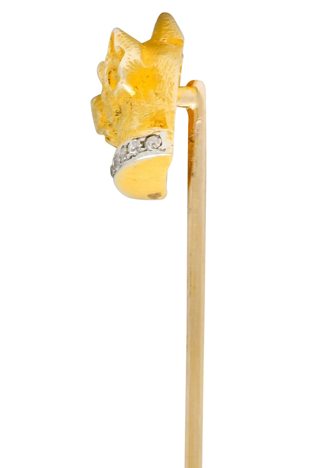 Edwardian Diamond Platinum-Topped 14 Karat Gold Dog Stickpin - Wilson's Estate Jewelry