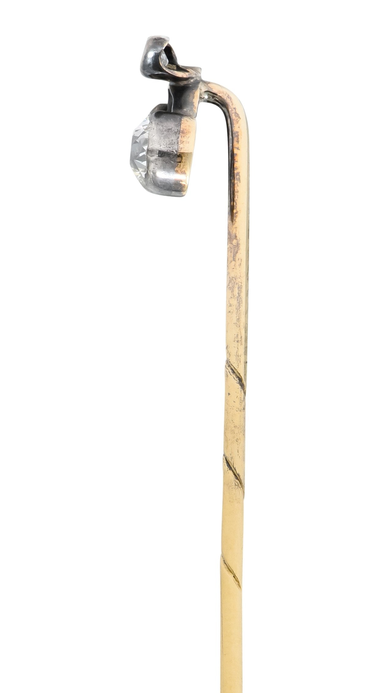 Edwardian Sapphire Diamond Platinum-Topped 14 Karat Gold Cherry Stickpin - Wilson's Estate Jewelry