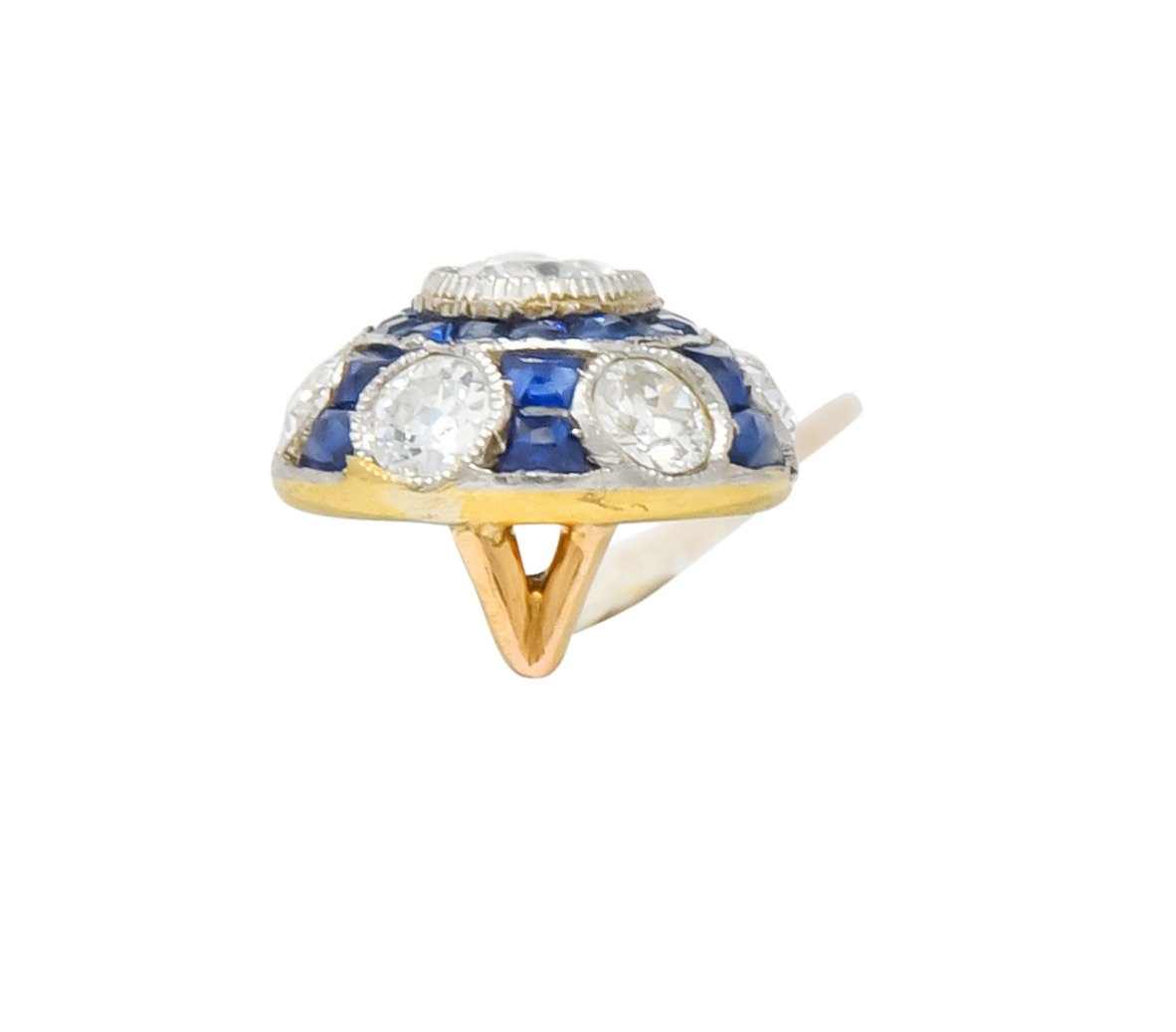 Edwardian Diamond Sapphire Platinum-Topped 18 Karat Gold Stickpin - Wilson's Estate Jewelry