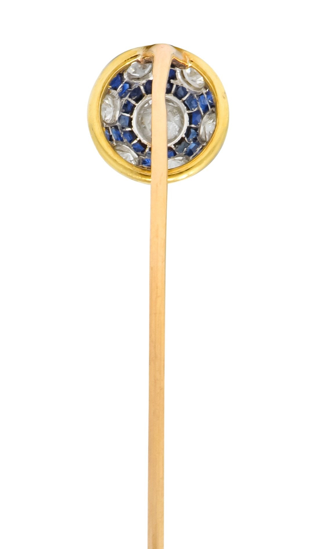Edwardian Diamond Sapphire Platinum-Topped 18 Karat Gold Stickpin - Wilson's Estate Jewelry