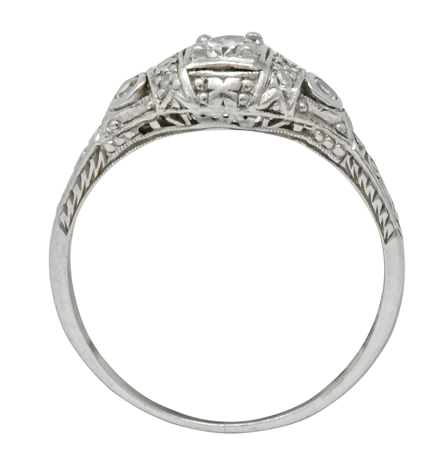 1920's Art Deco 0.30 CTW Diamond Platinum Engagement Ring - Wilson's Estate Jewelry