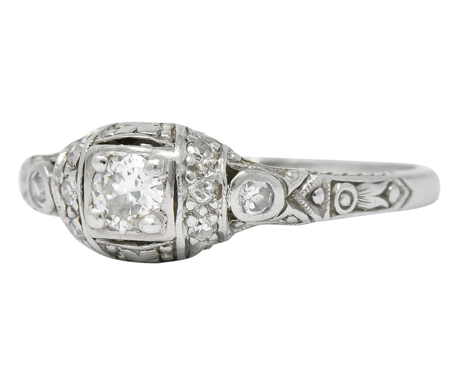 1920's Art Deco 0.30 CTW Diamond Platinum Engagement Ring - Wilson's Estate Jewelry