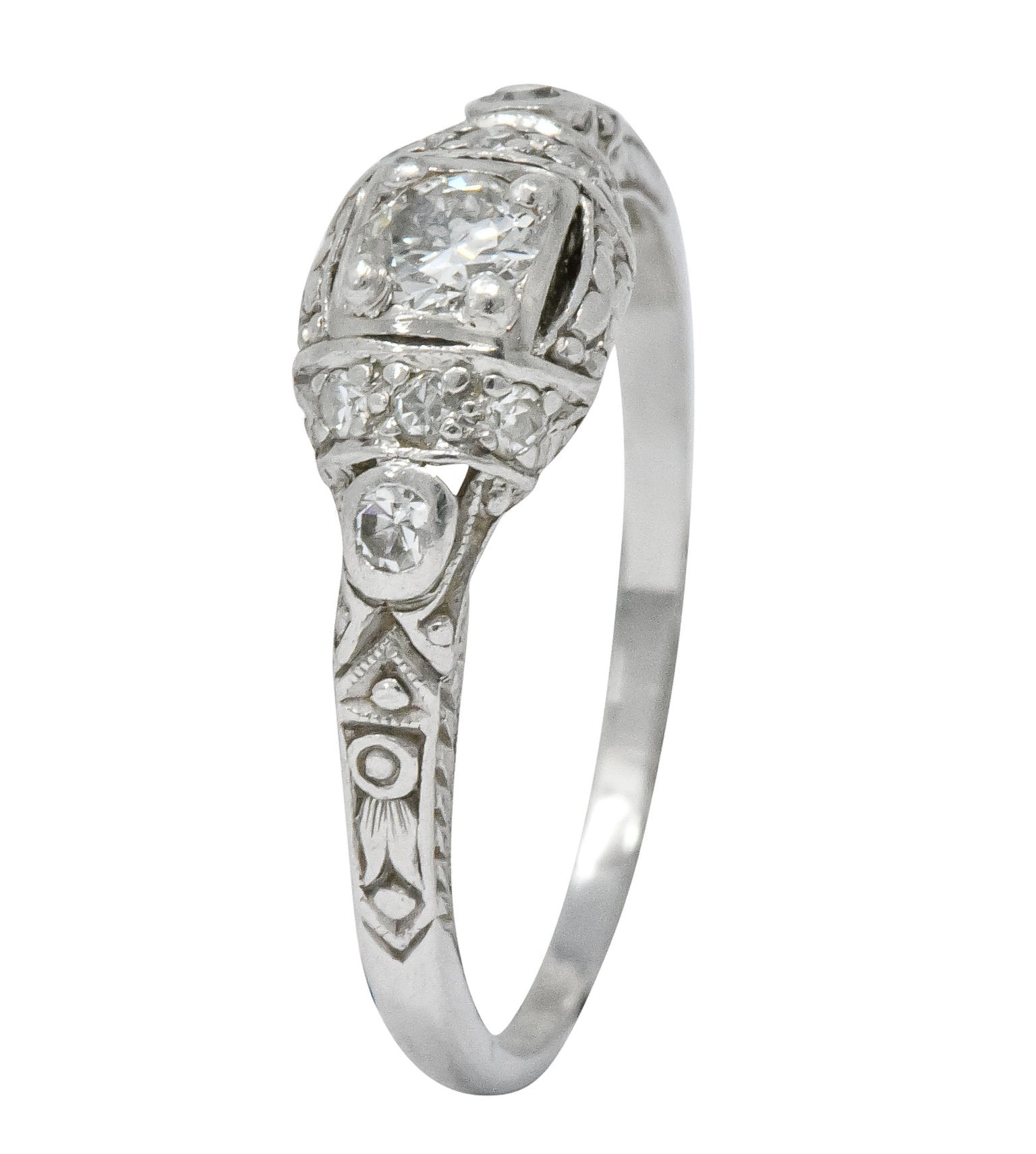 1920's Art Deco 0.30 CTW Diamond Platinum Engagement Ring - Wilson's Estate Jewelry