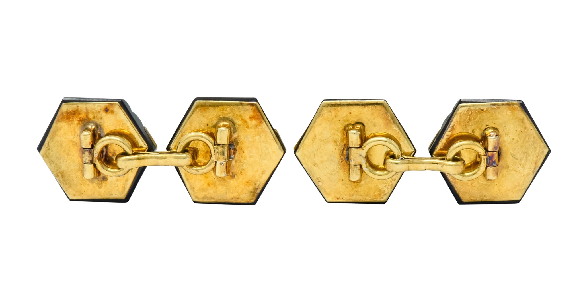 1920's Art Deco Diamond Onyx Platinum 18 Karat Gold Men's Cufflinks - Wilson's Estate Jewelry